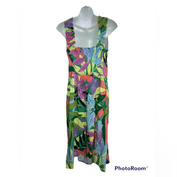 NWT Terra & Sky Smocked Sun Dress Multi-Color Leaf size 2X - Picture 4 of 5